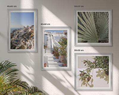 Composição de quadros Escadaria branca com vista para Santorini
