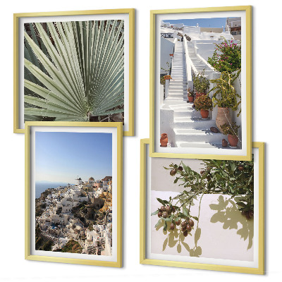 Composição de quadros Escadaria branca com vista para Santorini