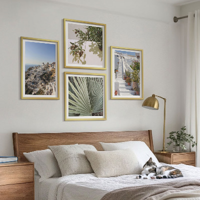 Composição de quadros Escadaria branca com vista para Santorini