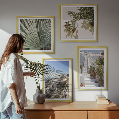Composição de quadros Escadaria branca com vista para Santorini