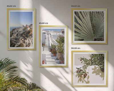 Composição de quadros Escadaria branca com vista para Santorini