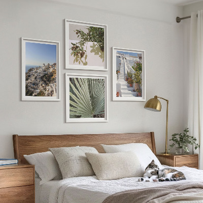 Composição de quadros Escadaria branca com vista para Santorini