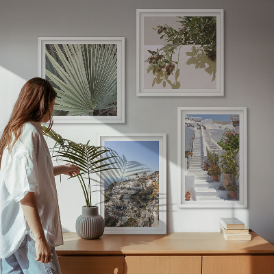 Composição de quadros Escadaria branca com vista para Santorini