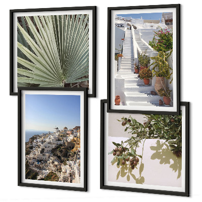 Composição de quadros Escadaria branca com vista para Santorini