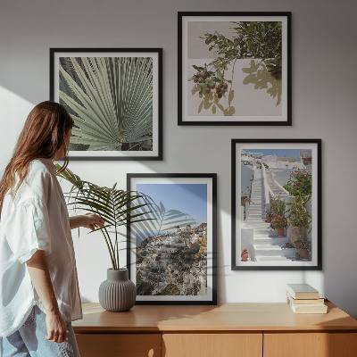 Composição de quadros Escadaria branca com vista para Santorini