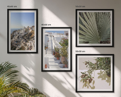 Composição de quadros Escadaria branca com vista para Santorini