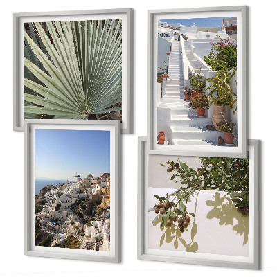 Composição de quadros Escadaria branca com vista para Santorini