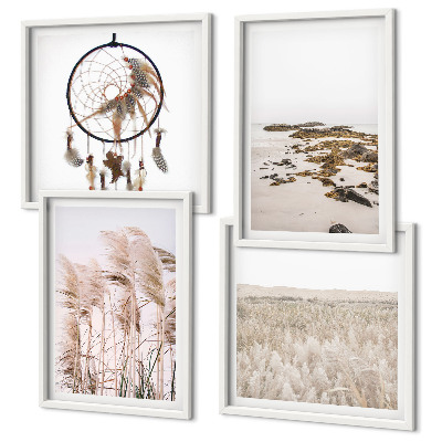 Composição de quadros Campos de grama, praia, estilo boho