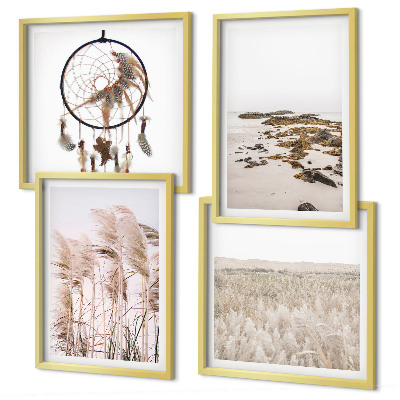 Composição de quadros Campos de grama, praia, estilo boho