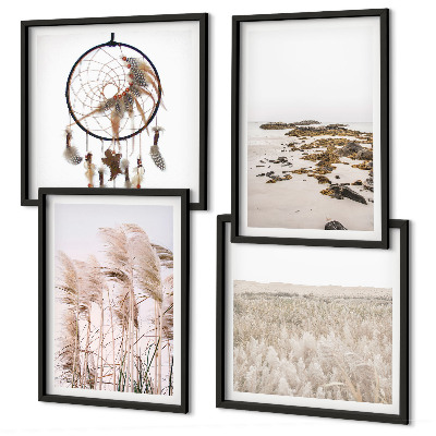 Composição de quadros Campos de grama, praia, estilo boho