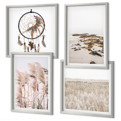 Composição de quadros Campos de grama, praia, estilo boho