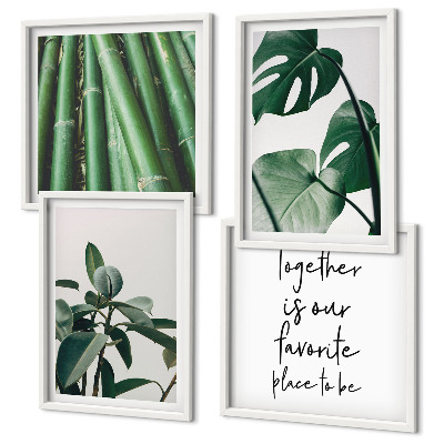Políptico com moldura Folhas da planta de bambu
