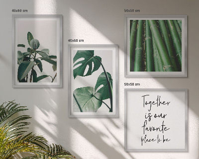 Políptico com moldura Folhas da planta de bambu