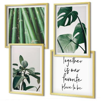 Políptico com moldura Folhas da planta de bambu