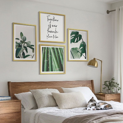 Políptico com moldura Folhas da planta de bambu