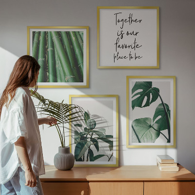 Políptico com moldura Folhas da planta de bambu
