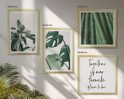 Políptico com moldura Folhas da planta de bambu