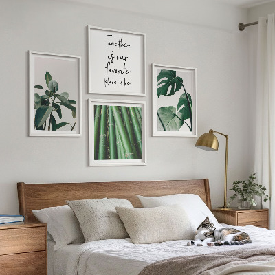 Políptico com moldura Folhas da planta de bambu