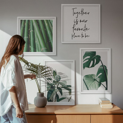 Políptico com moldura Folhas da planta de bambu