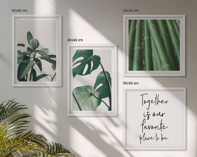 Políptico com moldura Folhas da planta de bambu