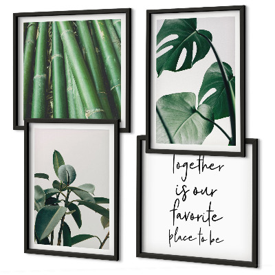 Políptico com moldura Folhas da planta de bambu