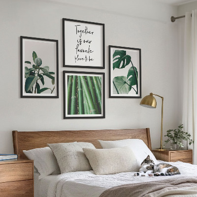 Políptico com moldura Folhas da planta de bambu