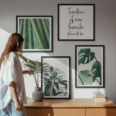 Políptico com moldura Folhas da planta de bambu