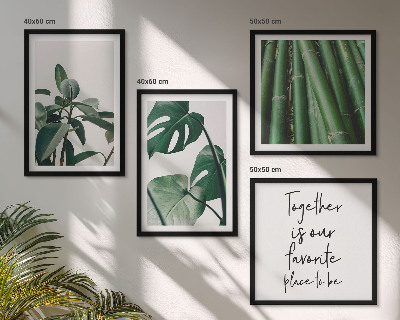 Políptico com moldura Folhas da planta de bambu