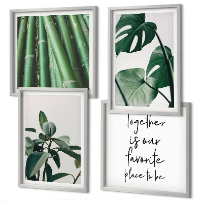 Políptico com moldura Folhas da planta de bambu
