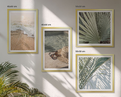 Composição de quadros Chapéu de praia aquático, óculos de sol