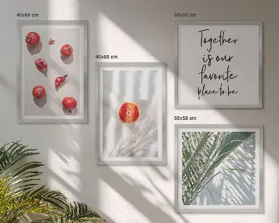 Políptico com moldura estampa de frutos de palmeira