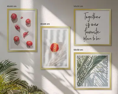 Políptico com moldura estampa de frutos de palmeira