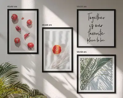 Políptico com moldura estampa de frutos de palmeira