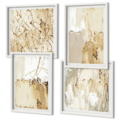 Composição de quadros Padrões abstratos em bege e branco