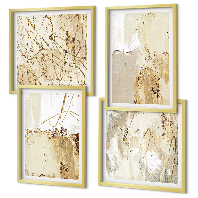 Composição de quadros Padrões abstratos em bege e branco