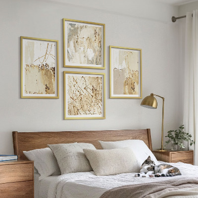 Composição de quadros Padrões abstratos em bege e branco