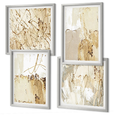 Composição de quadros Padrões abstratos em bege e branco