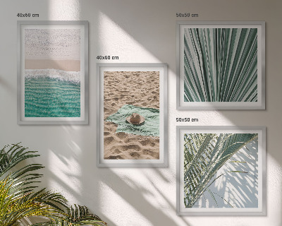 Conjunto de 4 quadros com moldura Vistas de férias para a praia e o mar