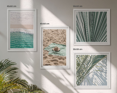Conjunto de 4 quadros com moldura Vistas de férias para a praia e o mar