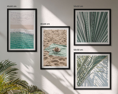 Conjunto de 4 quadros com moldura Vistas de férias para a praia e o mar