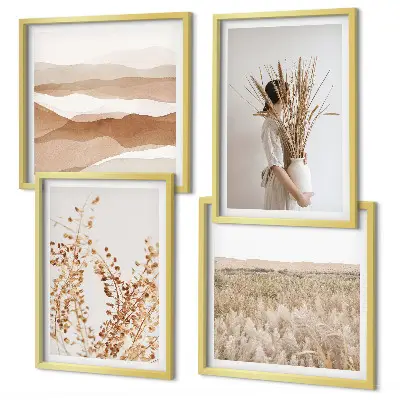 Composição de quadros com motivos de plantas em estilo boho
