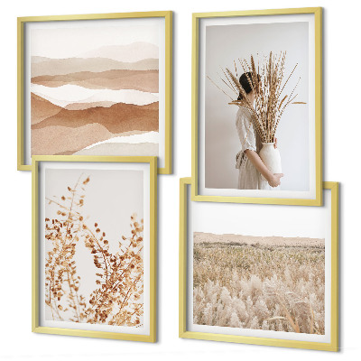 Composição de quadros Motivos de plantas em estilo boho