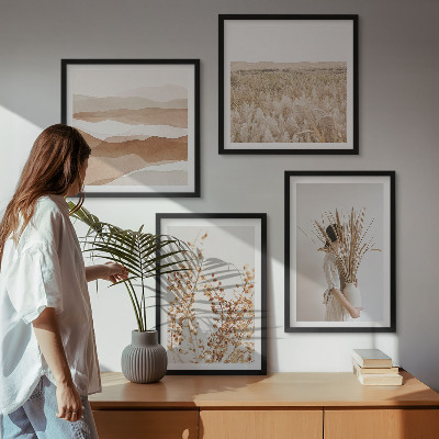 Composição de quadros Motivos de plantas em estilo boho