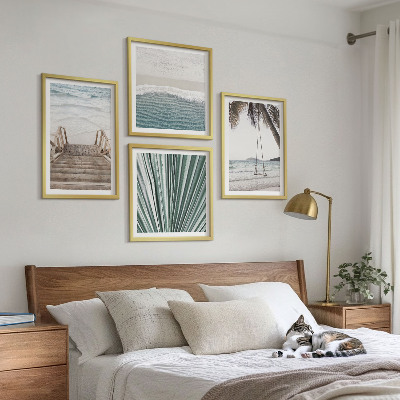 Conjunto de 4 quadros com moldura Férias tropicais