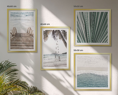 Conjunto de 4 quadros com moldura Férias tropicais