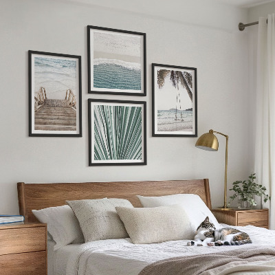 Conjunto de 4 quadros com moldura Férias tropicais
