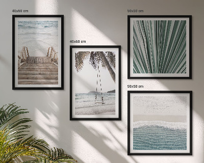 Conjunto de 4 quadros com moldura Férias tropicais
