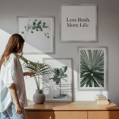 Políptico com moldura minimalismo de plantas verdes