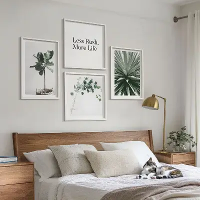 Políptico com moldura com estética minimalista de plantas verdes