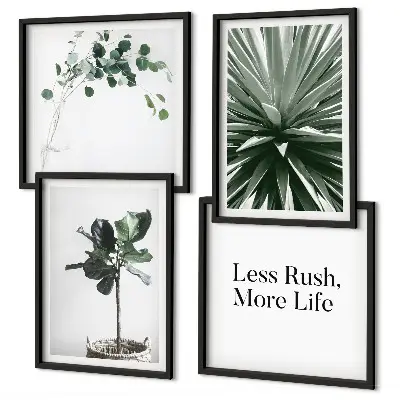 Políptico com moldura com estética minimalista de plantas verdes